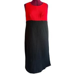 Vintage Dress Womens Size 16W Red Black Sleeveless Office Classic Professional